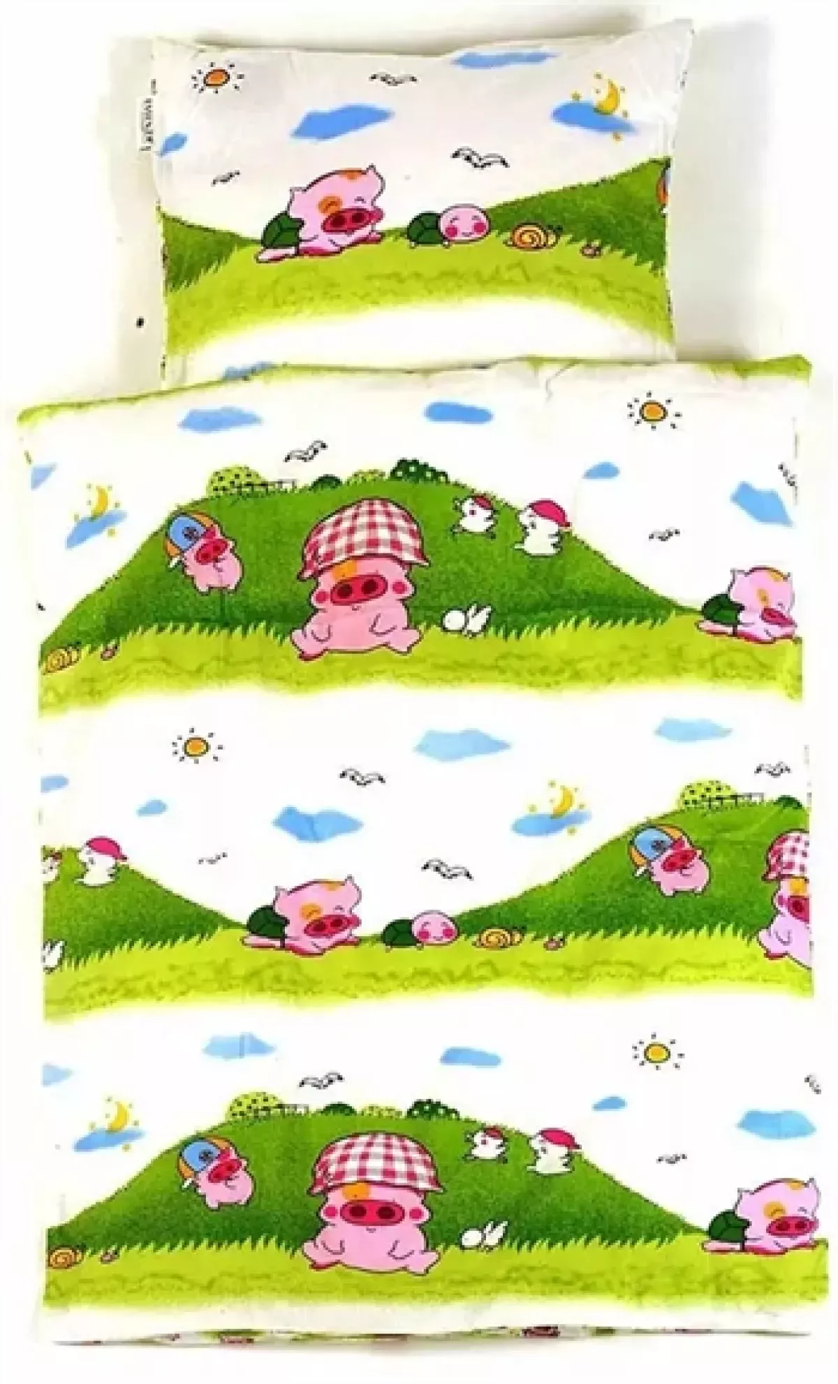 #1 - Junior sengetøj 100x140 cm - Lille pink gris - 100% bomuld - Essenza junior sengesæt